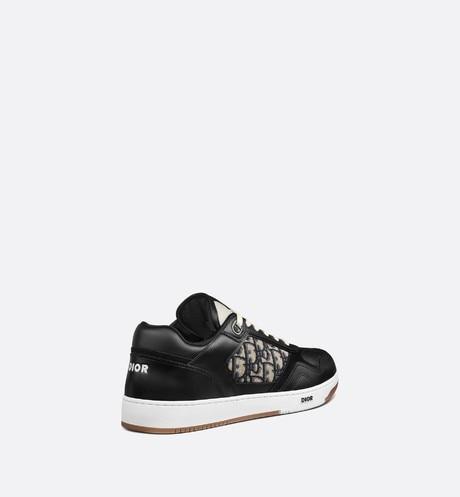 B27 Low-Top Sneaker • Black Smooth Calfskin with Beige and Black Dior Oblique Jacquard