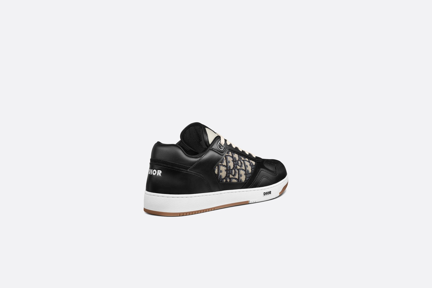 B27 Low-Top Sneaker • Black Smooth Calfskin with Beige and Black Dior Oblique Jacquard