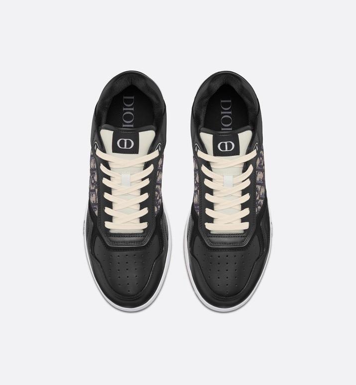 B27 Low-Top Sneaker • Black Smooth Calfskin with Beige and Black Dior Oblique Jacquard