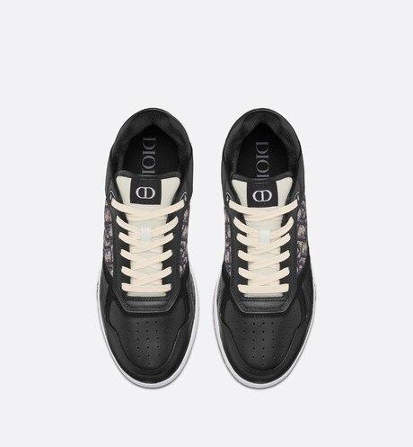 B27 Low-Top Sneaker • Black Smooth Calfskin with Beige and Black Dior Oblique Jacquard