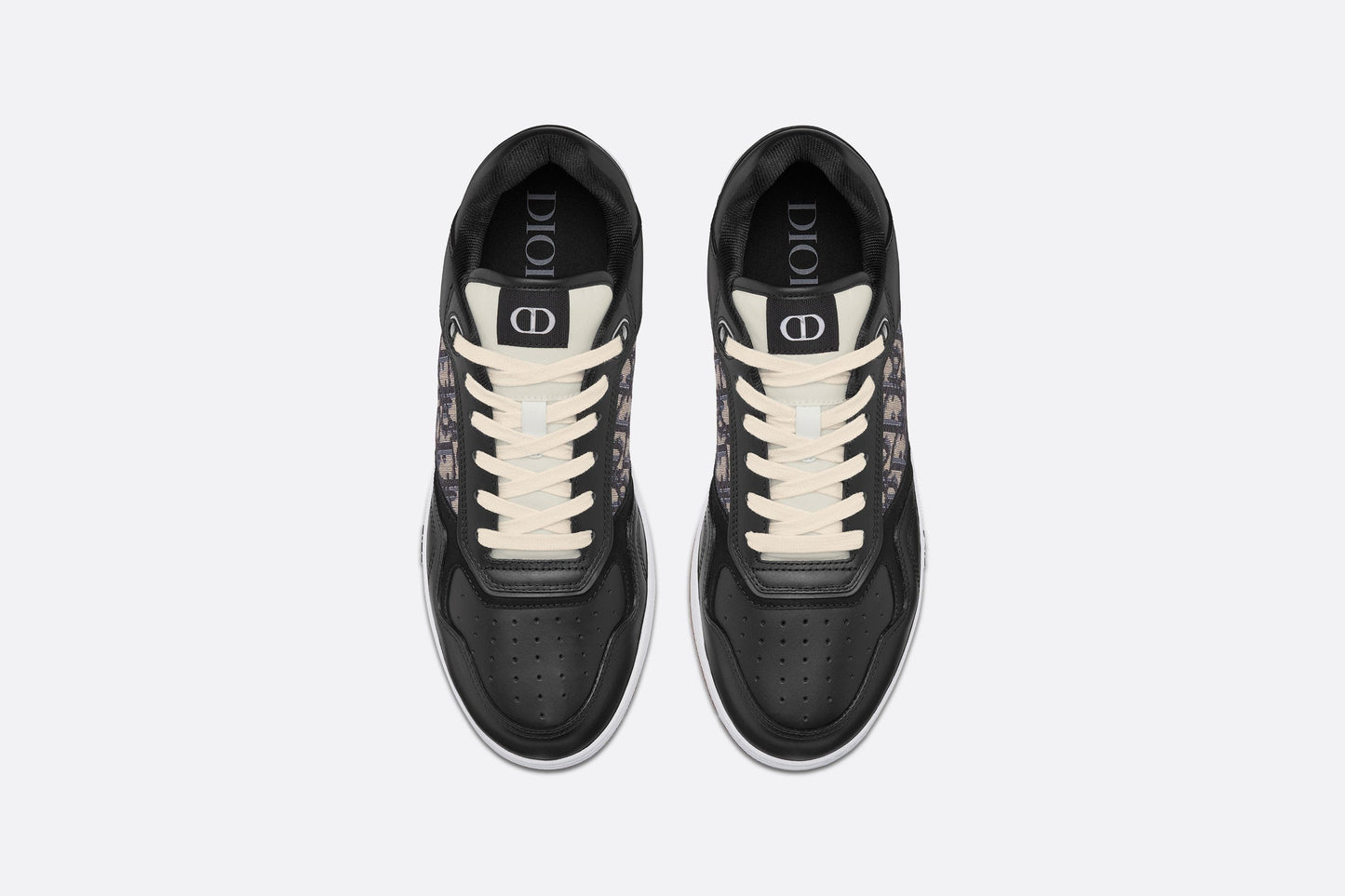 B27 Low-Top Sneaker • Black Smooth Calfskin with Beige and Black Dior Oblique Jacquard
