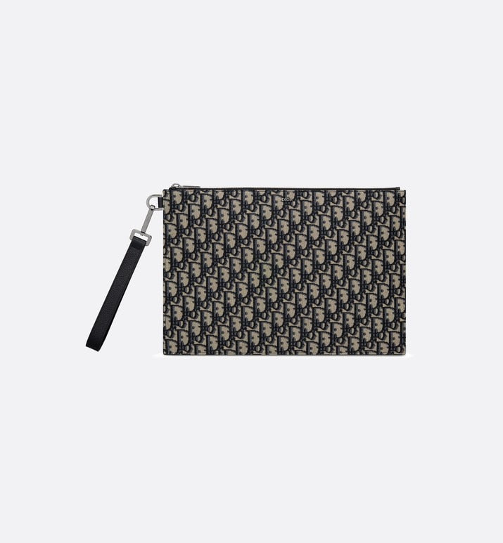 A4 Pouch • Beige and Black Dior Oblique Jacquard