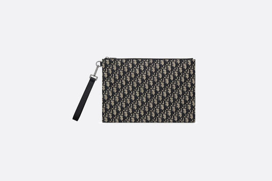 A4 Pouch • Beige and Black Dior Oblique Jacquard