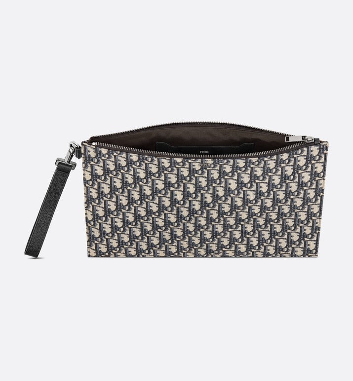 A4 Pouch • Beige and Black Dior Oblique Jacquard