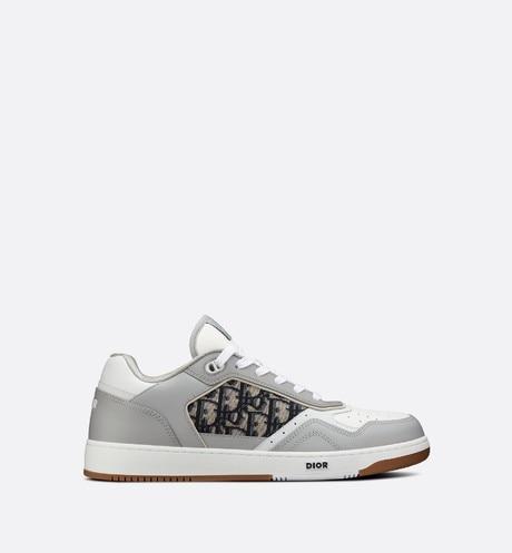 B27 Low-Top Sneaker • Gray and White Smooth Calfskin with Beige and Black Dior Oblique Jacquard