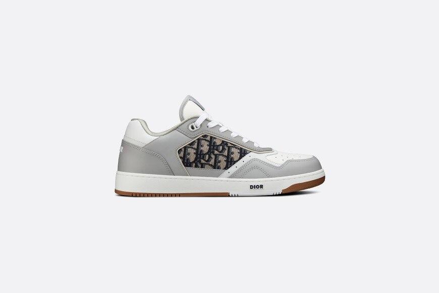B27 Low-Top Sneaker • Gray and White Smooth Calfskin with Beige and Black Dior Oblique Jacquard