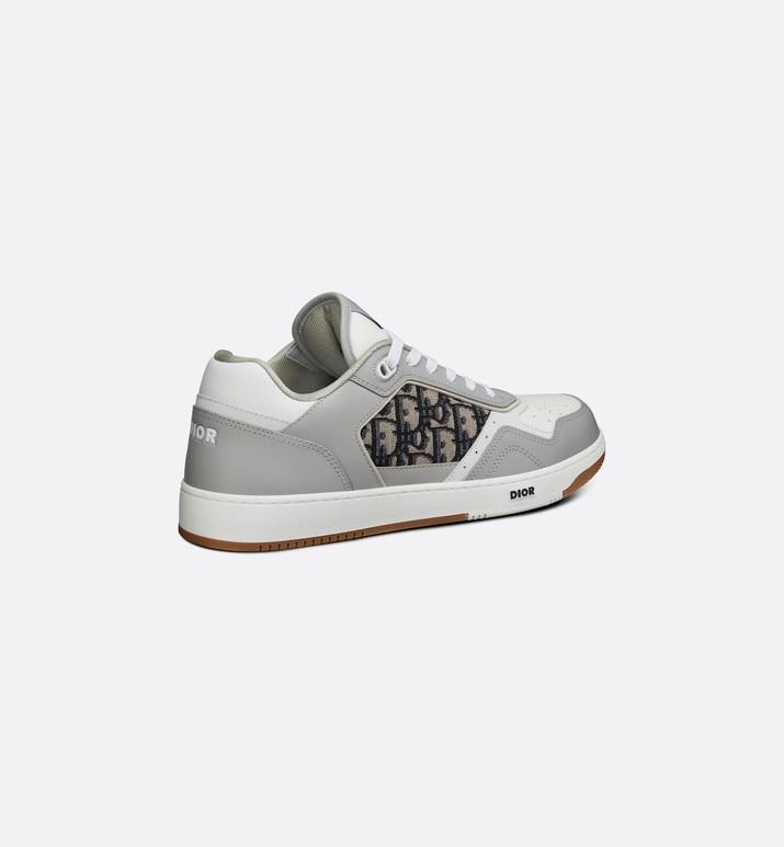 B27 Low-Top Sneaker • Gray and White Smooth Calfskin with Beige and Black Dior Oblique Jacquard