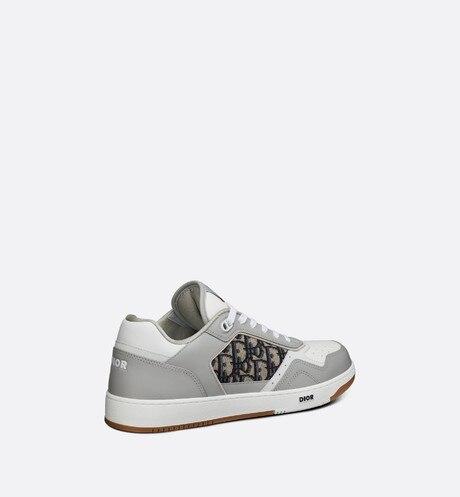 B27 Low-Top Sneaker • Gray and White Smooth Calfskin with Beige and Black Dior Oblique Jacquard