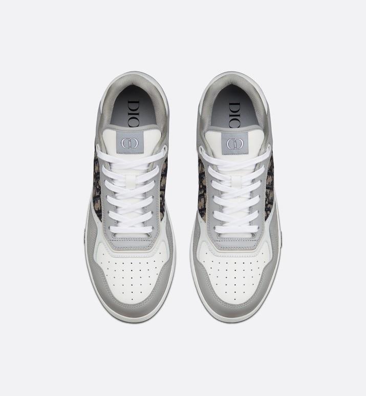 B27 Low-Top Sneaker • Gray and White Smooth Calfskin with Beige and Black Dior Oblique Jacquard