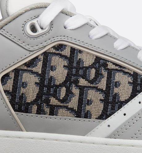 B27 Low-Top Sneaker • Gray and White Smooth Calfskin with Beige and Black Dior Oblique Jacquard