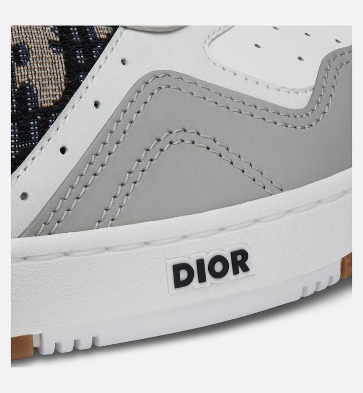 B27 Low-Top Sneaker • Gray and White Smooth Calfskin with Beige and Black Dior Oblique Jacquard