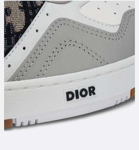 B27 Low-Top Sneaker • Gray and White Smooth Calfskin with Beige and Black Dior Oblique Jacquard