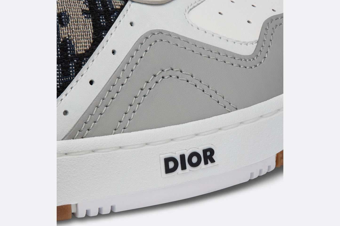 B27 Low-Top Sneaker • Gray and White Smooth Calfskin with Beige and Black Dior Oblique Jacquard