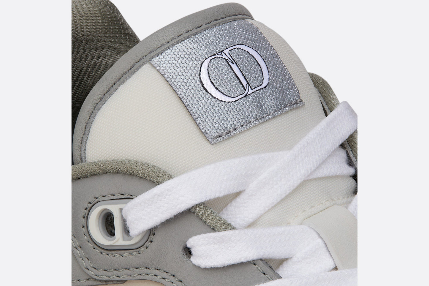 B27 Low-Top Sneaker • Gray and White Smooth Calfskin with Beige and Black Dior Oblique Jacquard