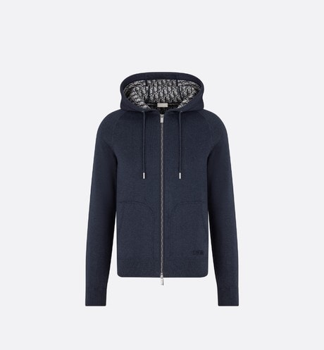 Hooded Sweatshirt • Navy Blue Cotton Knit and Cashmere