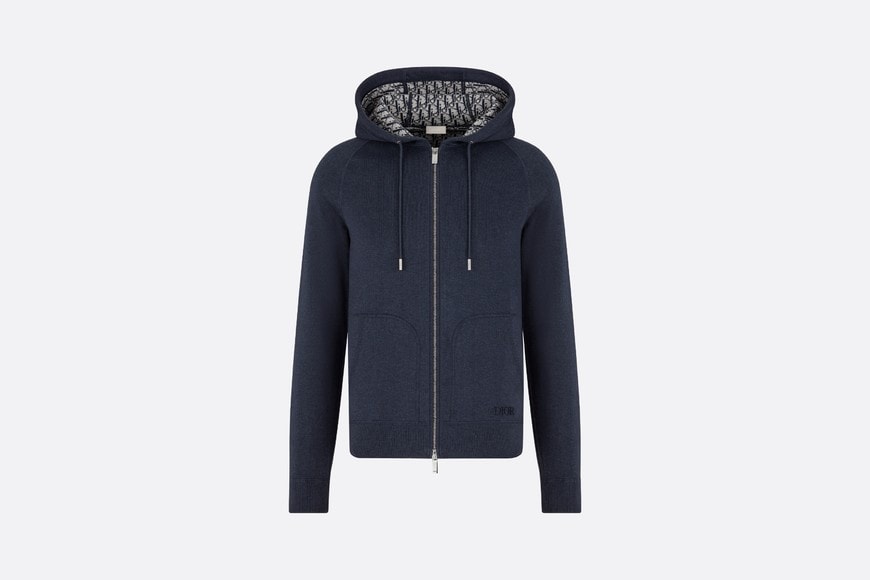 Hooded Sweatshirt • Navy Blue Cotton Knit and Cashmere
