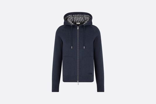 Hooded Sweatshirt • Navy Blue Cotton Knit and Cashmere