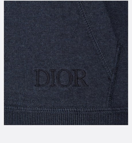 Hooded Sweatshirt • Navy Blue Cotton Knit and Cashmere