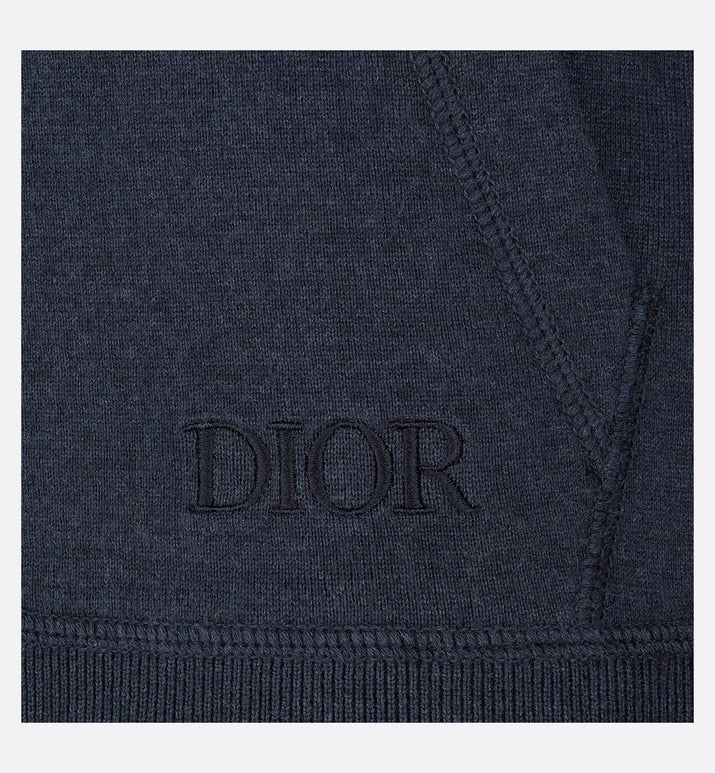 Hooded Sweatshirt • Navy Blue Cotton Knit and Cashmere