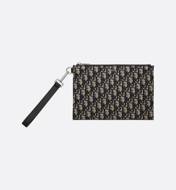 A5 Pouch • Beige and black Dior Oblique jacquard