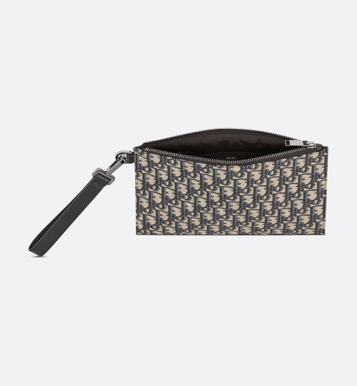 A5 Pouch • Beige and black Dior Oblique jacquard