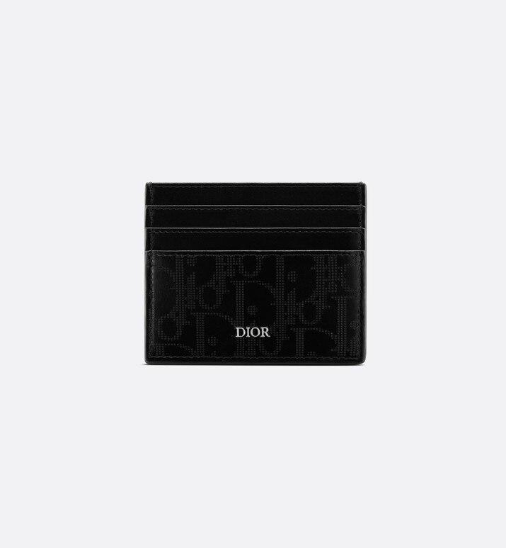 Card Holder • Black Dior Oblique Galaxy Leather