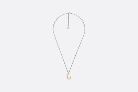 Dior Oblique Pendant Necklace • Silver and Gold-Finish Brass