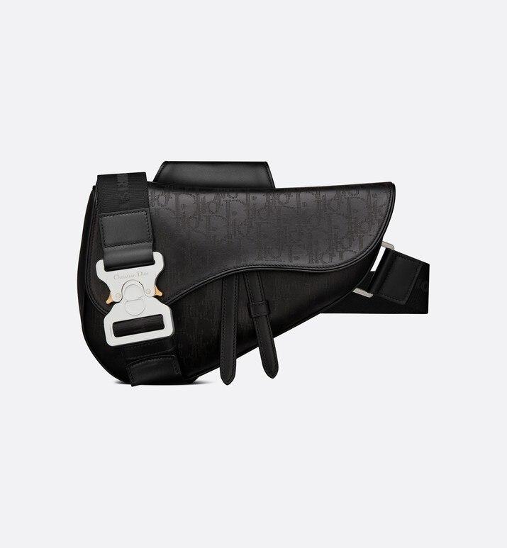 Saddle Bag • Black Dior Oblique Galaxy Leather