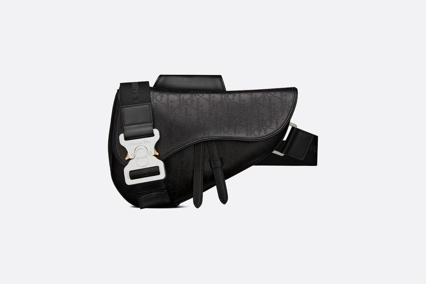 Saddle Bag • Black Dior Oblique Galaxy Leather