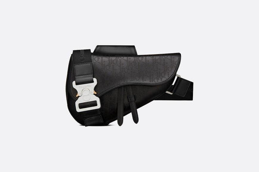 Saddle Bag • Black Dior Oblique Galaxy Leather