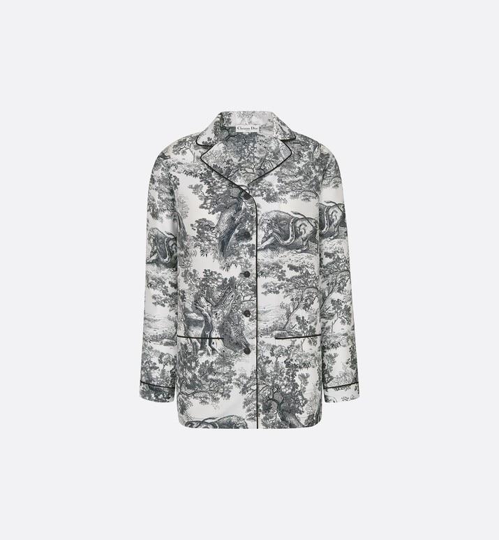 Dior Chez Moi Pajama Jacket • Silk Twill with White and Navy Blue Toile de Jouy Motif