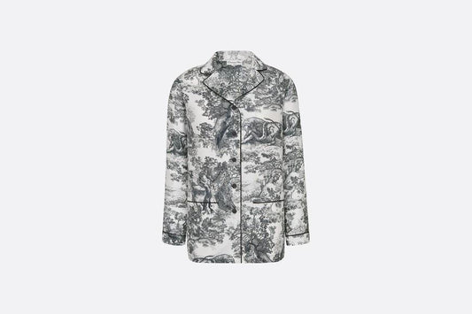 Dior Chez Moi Pajama Jacket • Silk Twill with White and Navy Blue Toile de Jouy Motif