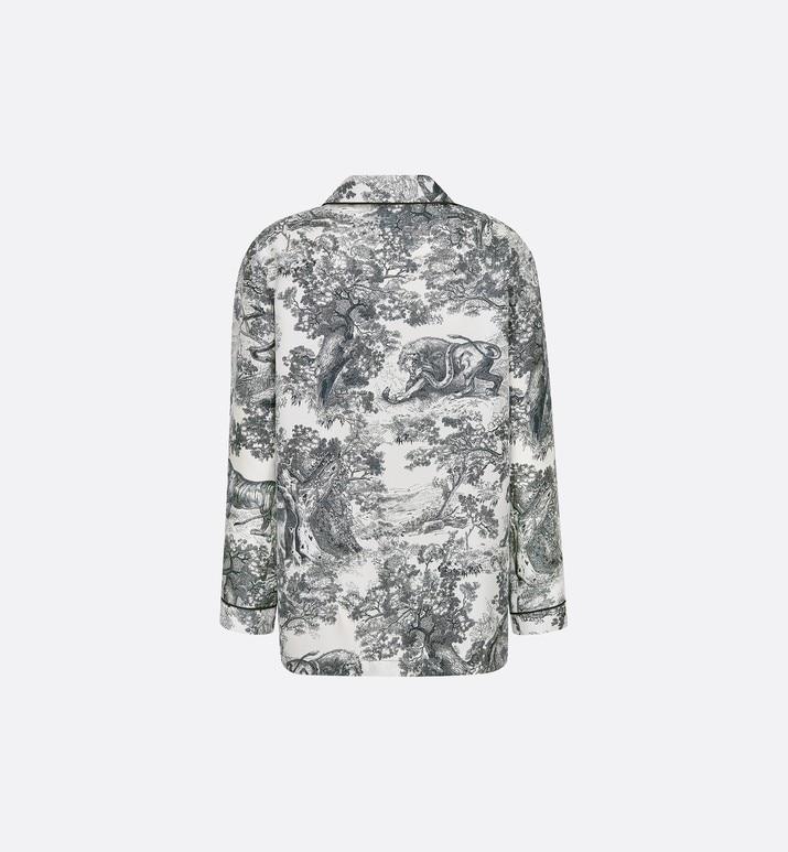 Dior Chez Moi Pajama Jacket • Silk Twill with White and Navy Blue Toile de Jouy Motif