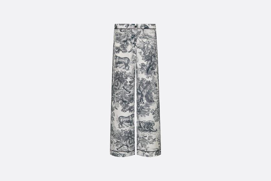 Dior Chez Moi Pajama Pants • White Silk Twill with Navy Blue Toile de Jouy Motif
