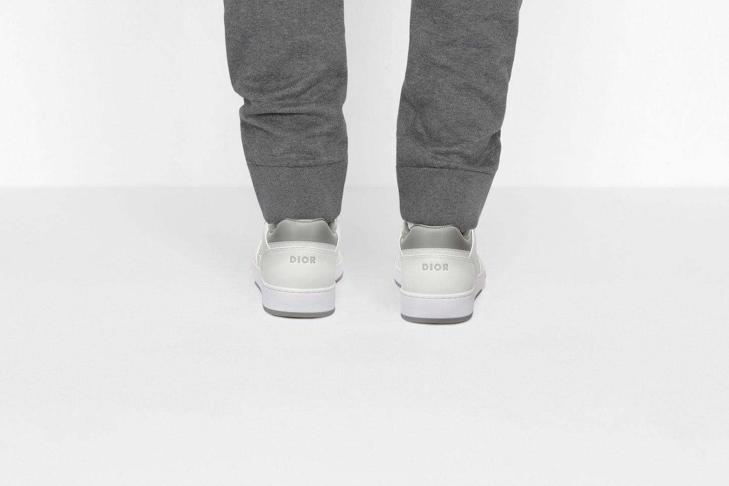B27 Low-Top Sneaker • White and Gray Smooth Calfskin with White Dior Oblique Galaxy Leather