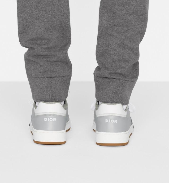 B27 Low-Top Sneaker • Gray and White Smooth Calfskin with Beige and Black Dior Oblique Jacquard