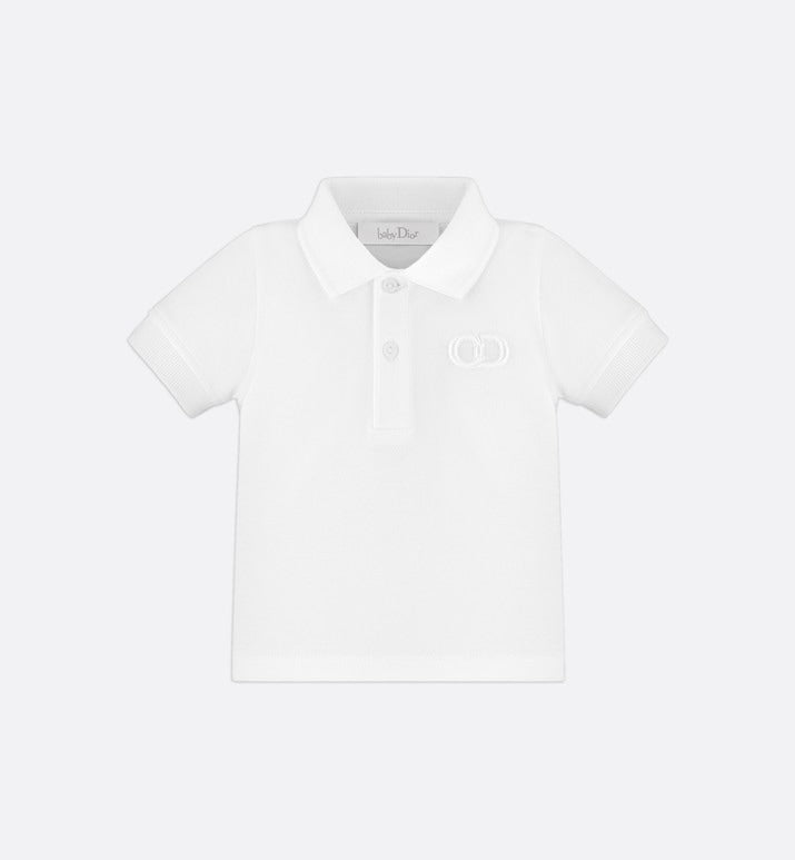 Baby 'CD Icon' Polo Shirt • White Cotton Piqué