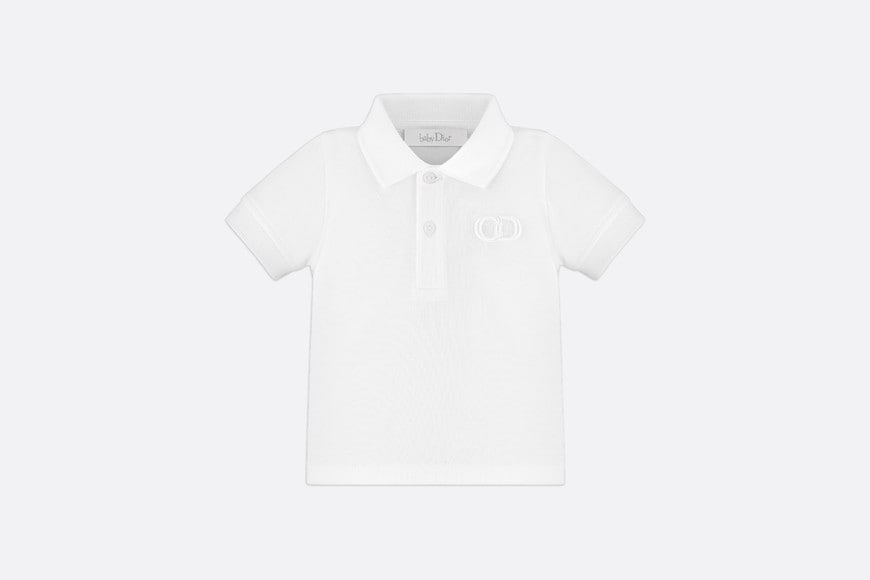 Baby 'CD Icon' Polo Shirt • White Cotton Piqué