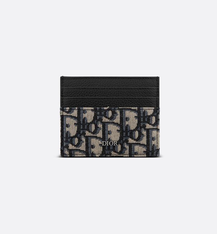 Card Holder • Beige and Black Dior Oblique Jacquard and Black Grained Calfskin
