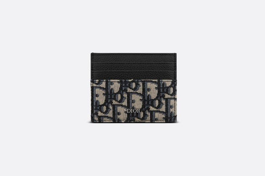 Card Holder • Beige and Black Dior Oblique Jacquard and Black Grained Calfskin