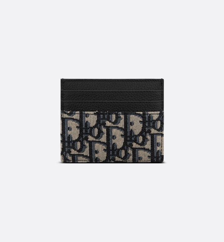 Card Holder • Beige and Black Dior Oblique Jacquard and Black Grained Calfskin