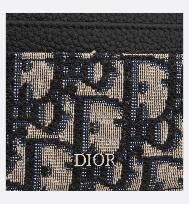 Card Holder • Beige and Black Dior Oblique Jacquard and Black Grained Calfskin