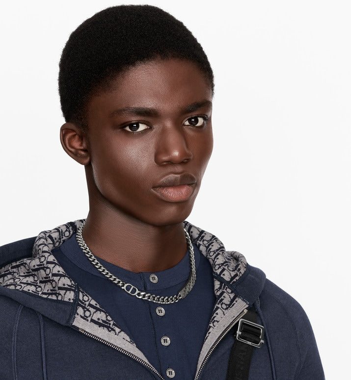 Hooded Sweatshirt • Navy Blue Cotton Knit and Cashmere