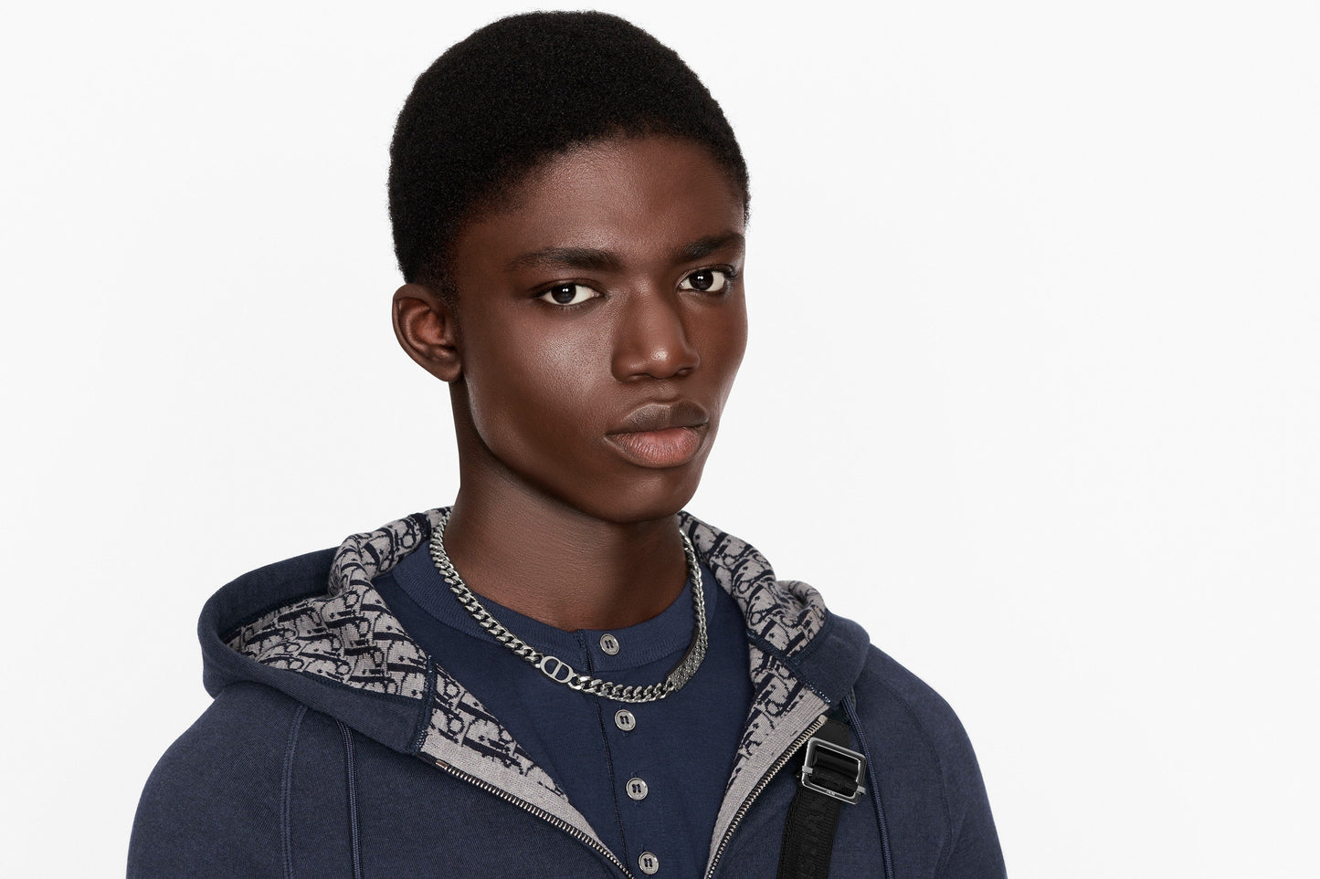 Hooded Sweatshirt • Navy Blue Cotton Knit and Cashmere