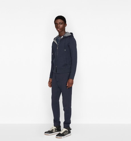 Hooded Sweatshirt • Navy Blue Cotton Knit and Cashmere