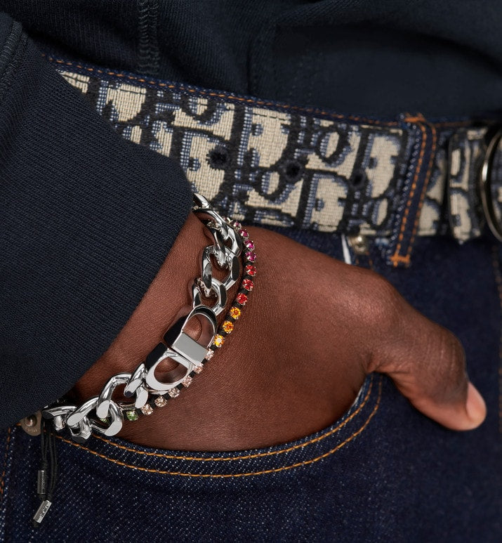 CD Icon Chain Link Bracelet • Silver-Finish Brass