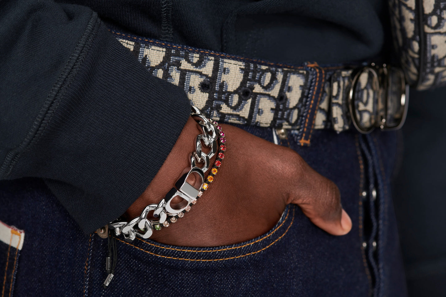 CD Icon Chain Link Bracelet • Silver-Finish Brass