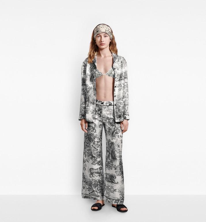 Dior Chez Moi Pajama Jacket • Silk Twill with White and Navy Blue Toile de Jouy Motif