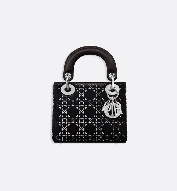 Mini Lady Dior Bag • Black Strass Cannage Satin
