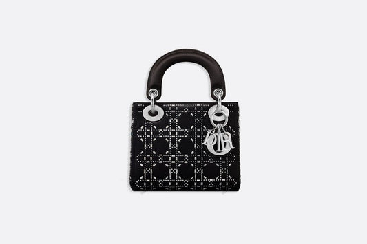 Mini Lady Dior Bag • Black Strass Cannage Satin